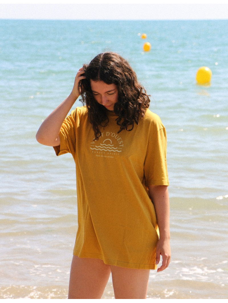 T-SHIRT SUNSET Ocre I Vent d'Ouest Collection I Marque Bretonne