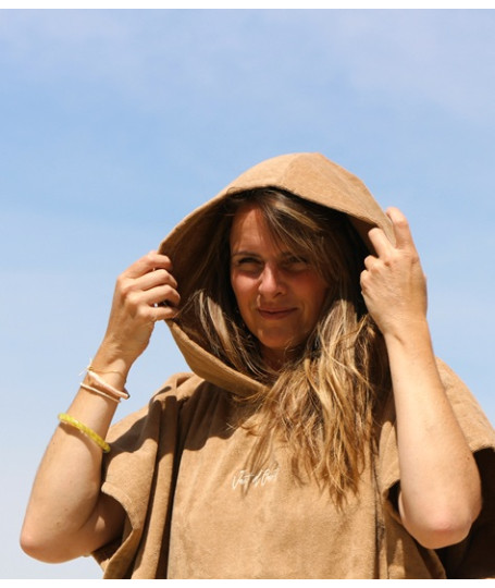 Poncho de Plage COCON Sable I Vent d'Ouest Collection I Marque Bretonne
