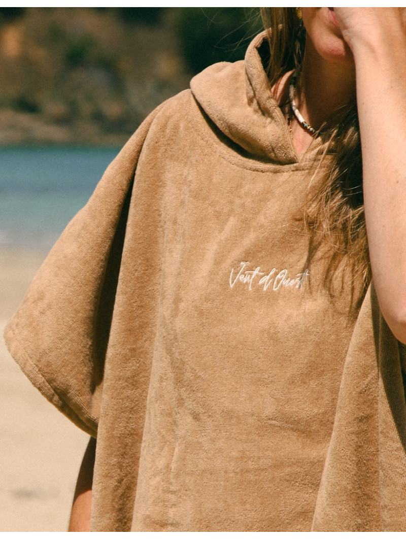 Poncho de Plage COCON Sable I Vent d'Ouest Collection I Marque Bretonne