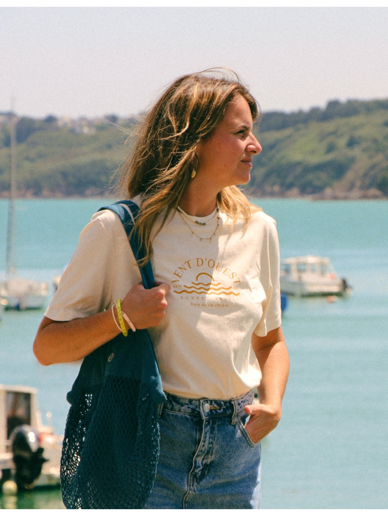 T-SHIRT SUNSET Ocre I Vent d'Ouest Collection I Marque Bretonne